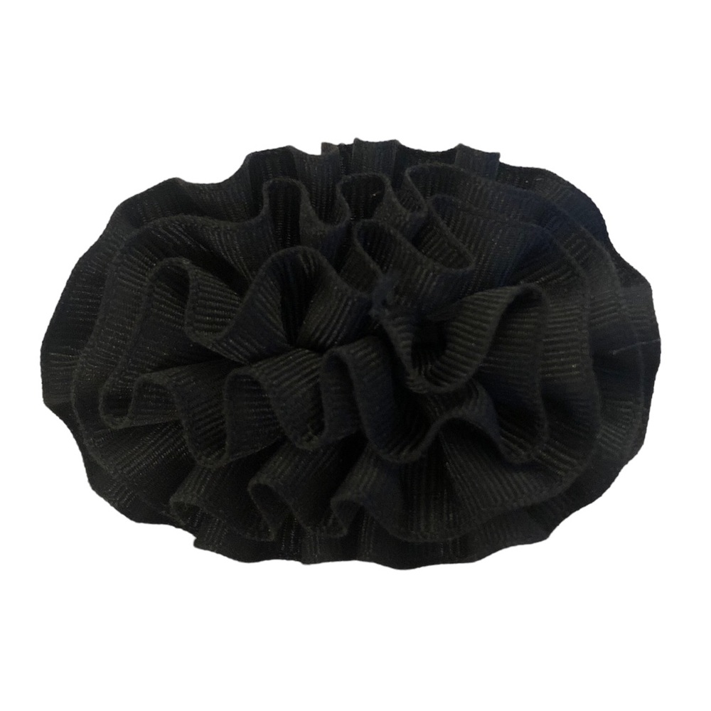 Black Ribbon Ruffle Barrette